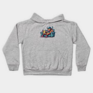 bull on his couch Kids Hoodie